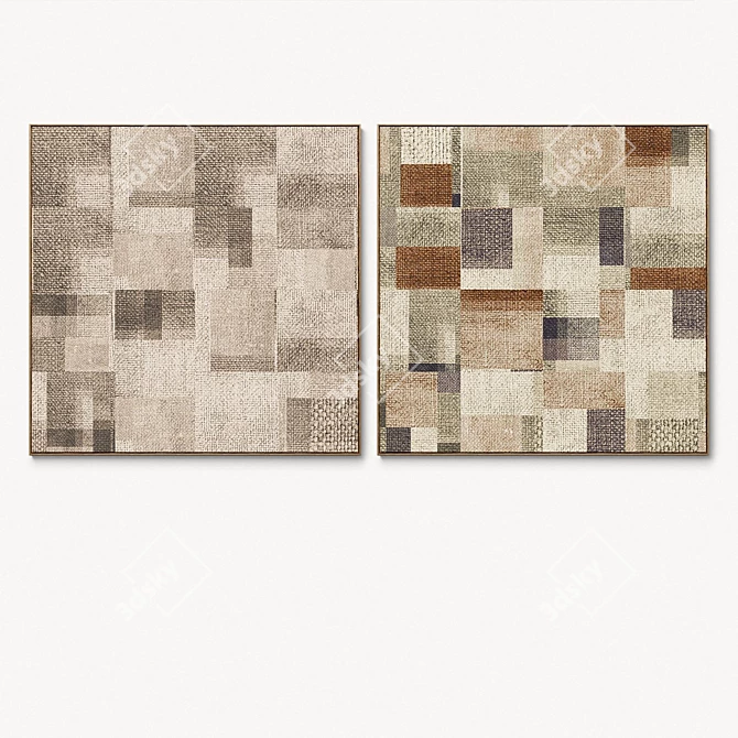 Abstract Two Square Photo Frames 3D model image 3