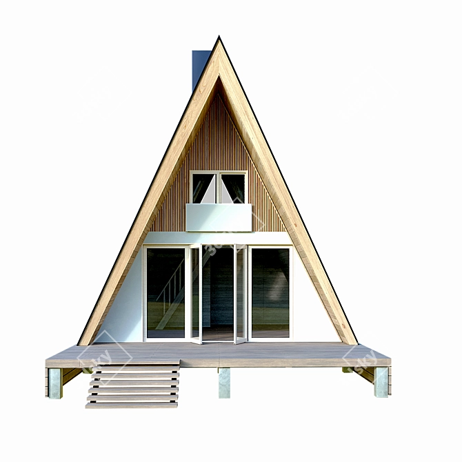 Forest A-Frame Triangle Cottage 3D model image 3