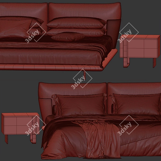 Contemporary Bonaldo Blend Bed 3D model image 6