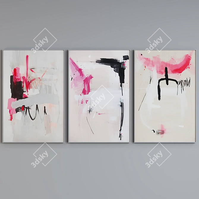 Modern Abstract Picture Frame Set 3D model image 3