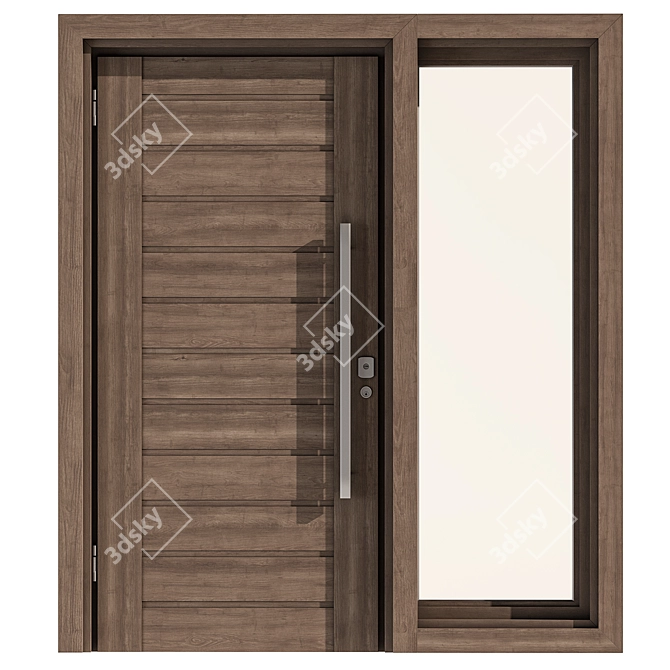 Russian Wooden Front Door Set 3D model image 1