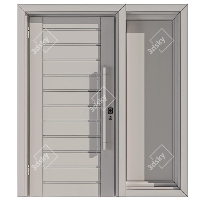 Russian Wooden Front Door Set 3D model image 3