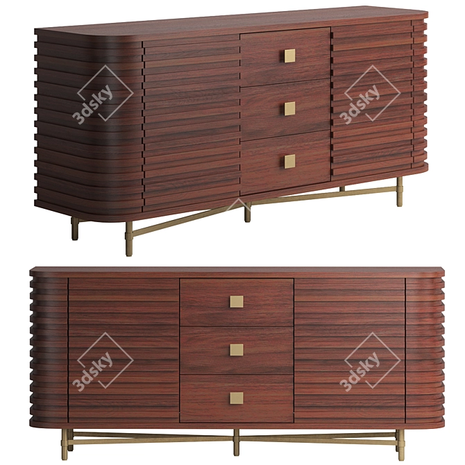 Mahogany Buffet Server Cabinet 3D model image 1