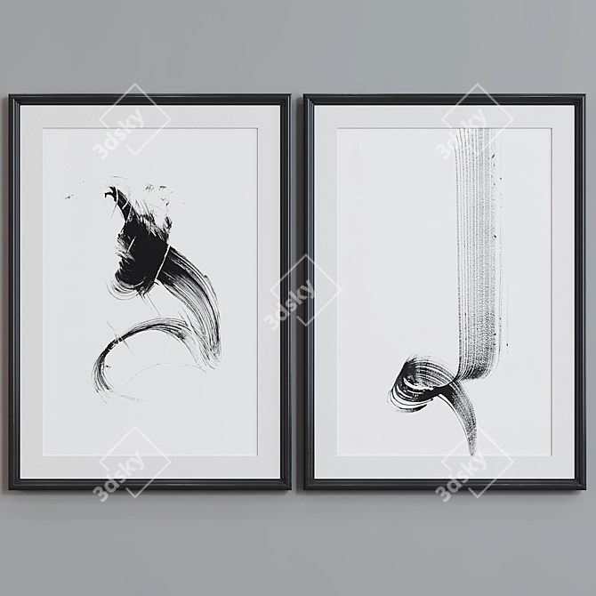 Modern Abstract Picture Frame Set 3D model image 2