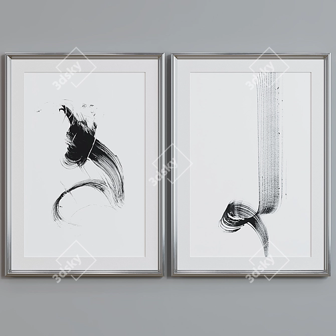 Modern Abstract Picture Frame Set 3D model image 3