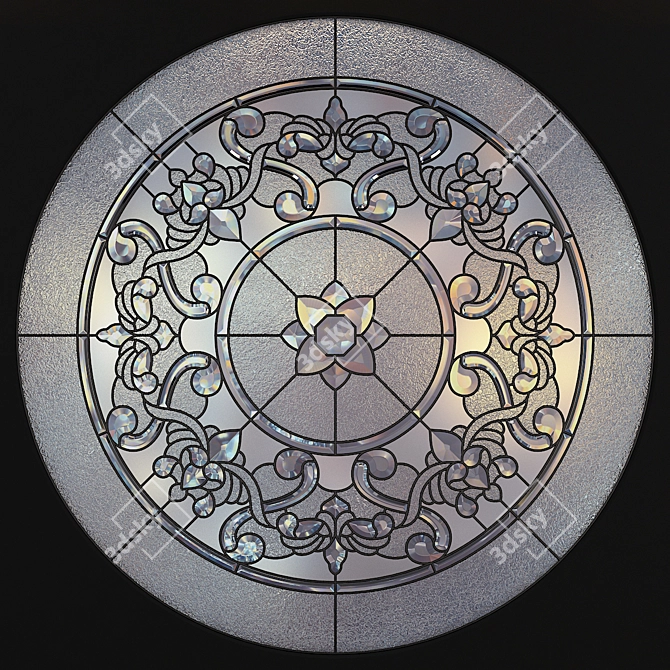 Round Stained Glass Panel 3D model image 2