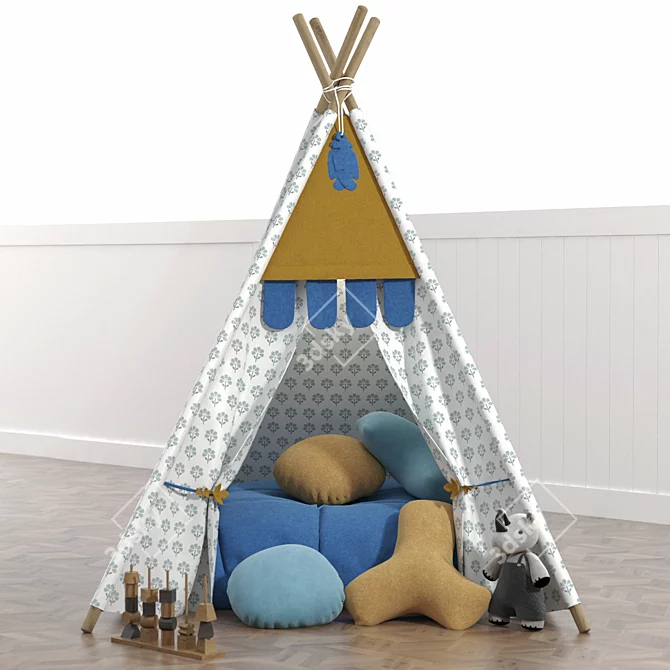 Kids Teepee Play Tent Hideout 3D model image 2