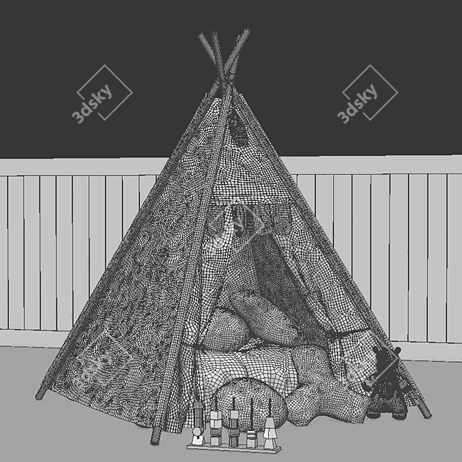 Kids Teepee Play Tent Hideout 3D model image 4