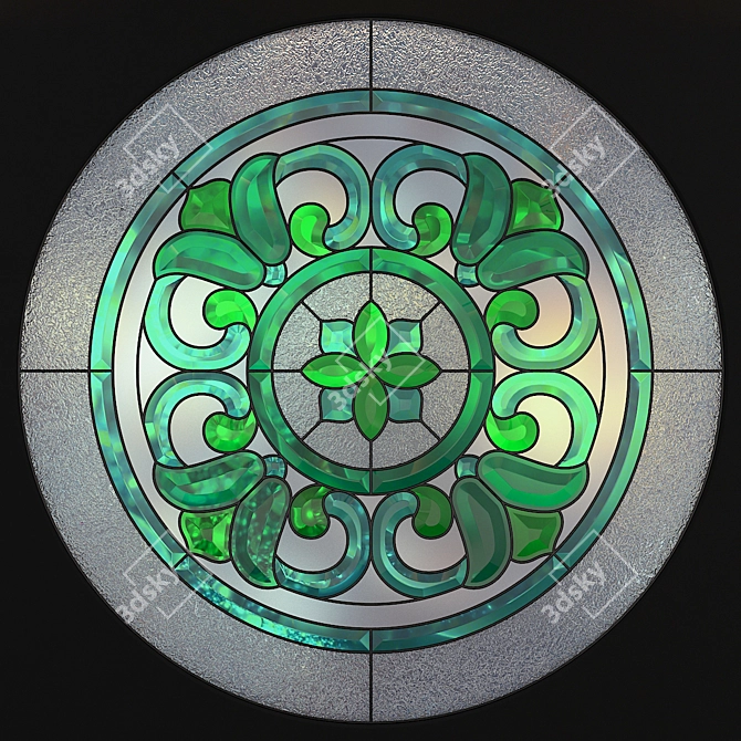 Round Stained Glass Panels 3D model image 1