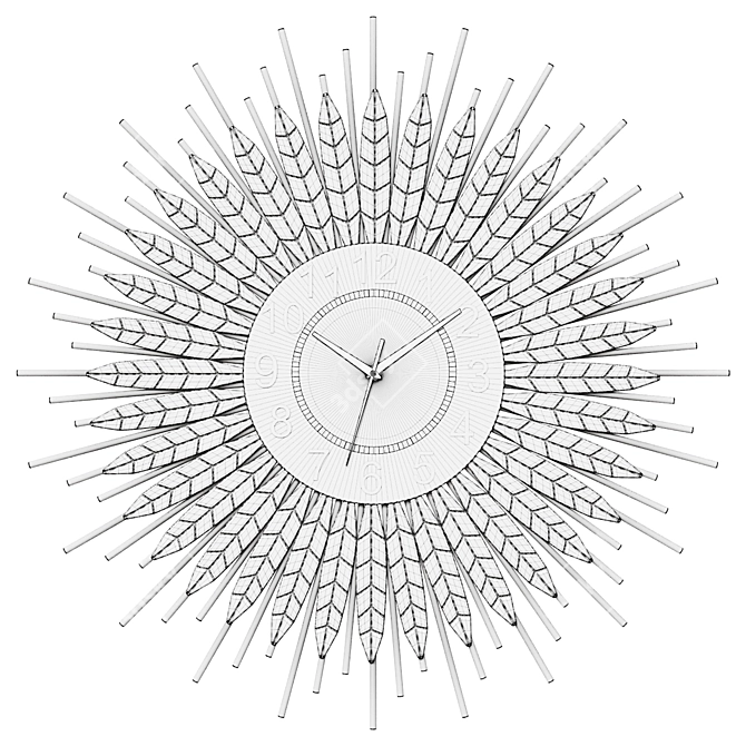 3D Sunburst Metal Wall Clock 3D model image 2