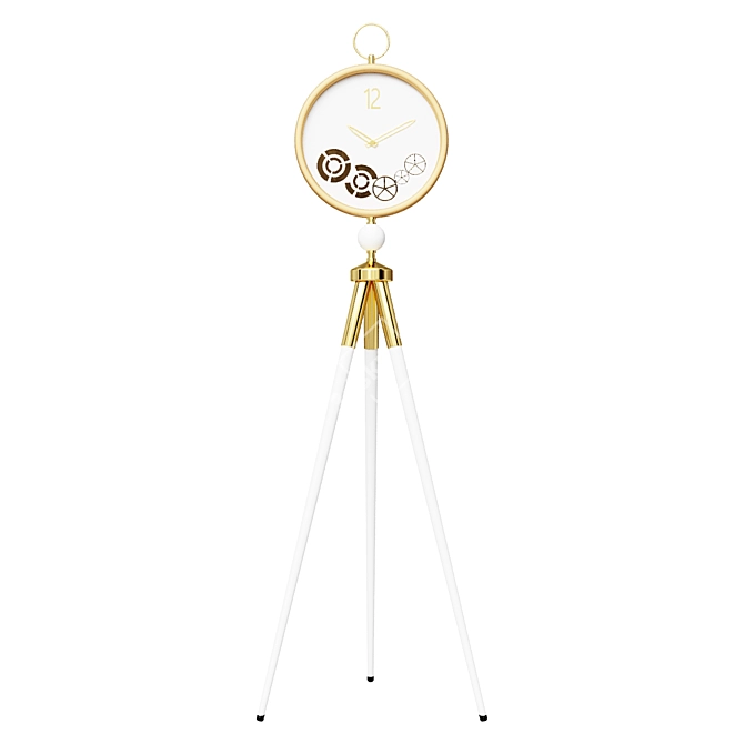 60" White Metal Tripod Floor Clock 3D model image 1