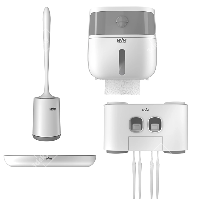 Modern Bathroom Accessory Set with MVM Touch 3D model image 2