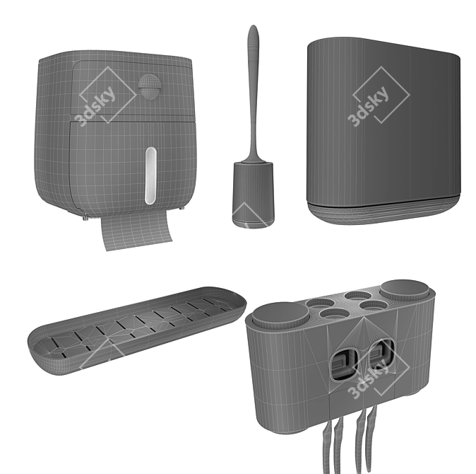 Modern Bathroom Accessory Set with MVM Touch 3D model image 3