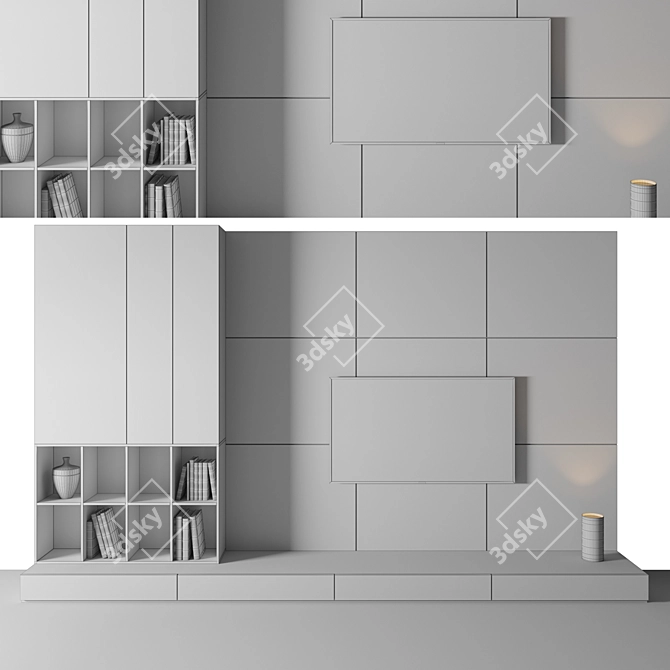 Modern TV Wall with Textures 3D model image 2