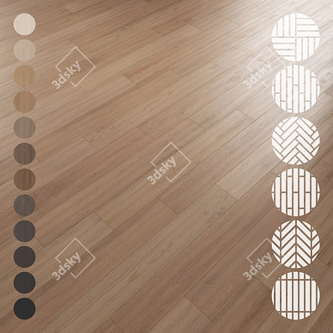 Oak Parquet Flooring Collection 3D model image 1