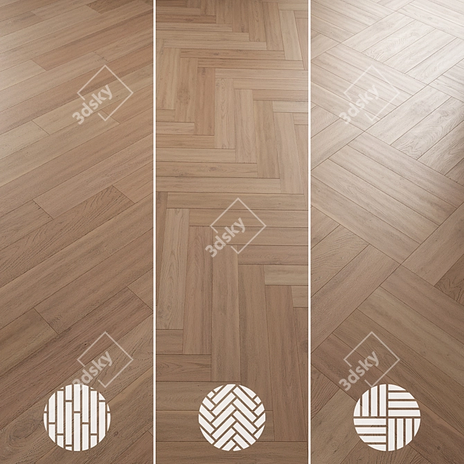 Oak Parquet Flooring Collection 3D model image 5