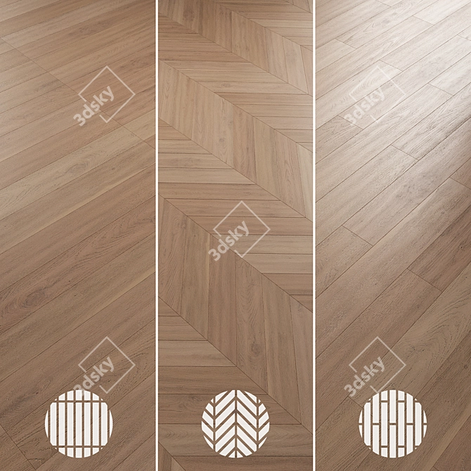 Oak Parquet Flooring Collection 3D model image 6