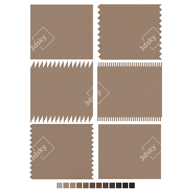 Oak Parquet Flooring Collection 3D model image 7