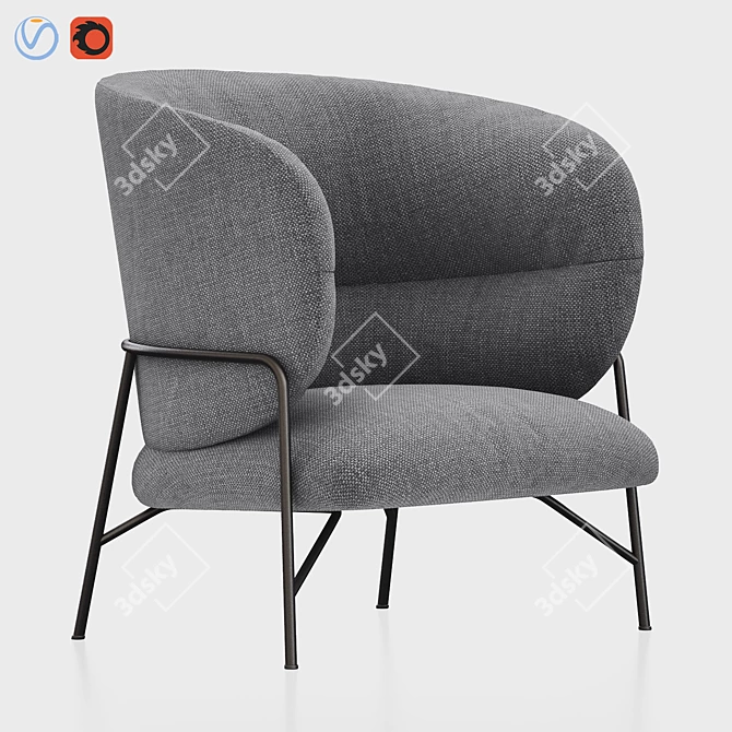 Japanese Elegance Lounge Armchair 3D model image 1