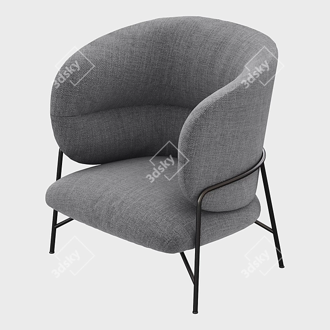 Japanese Elegance Lounge Armchair 3D model image 4