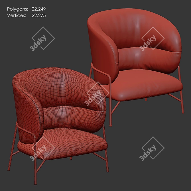 Japanese Elegance Lounge Armchair 3D model image 6