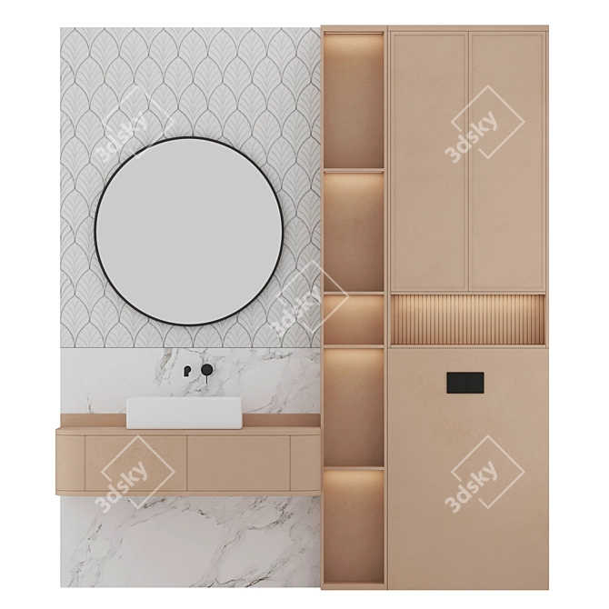 Modern Bathroom Set with Accessories 3D model image 1