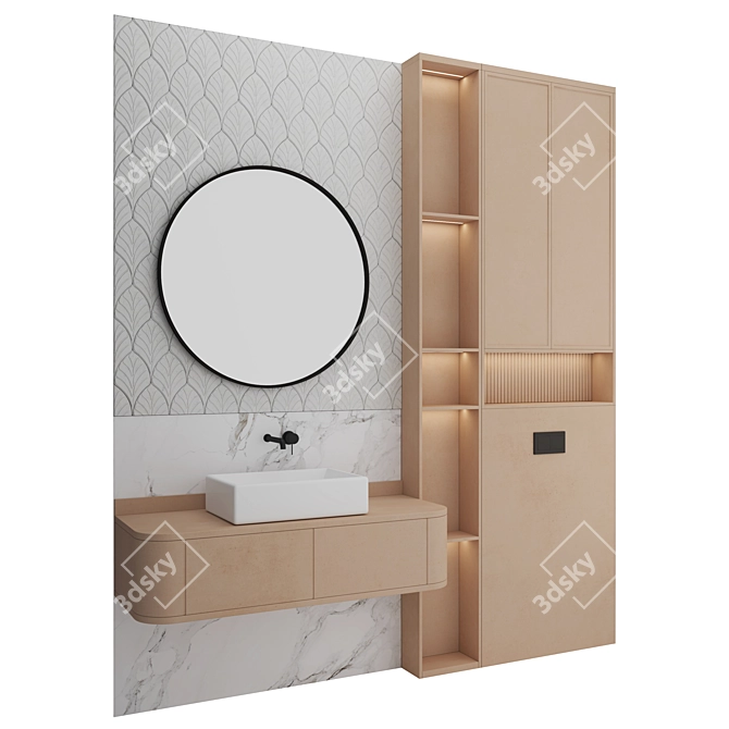 Modern Bathroom Set with Accessories 3D model image 3