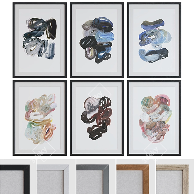 Modern Abstract Picture Frame Set 3D model image 1