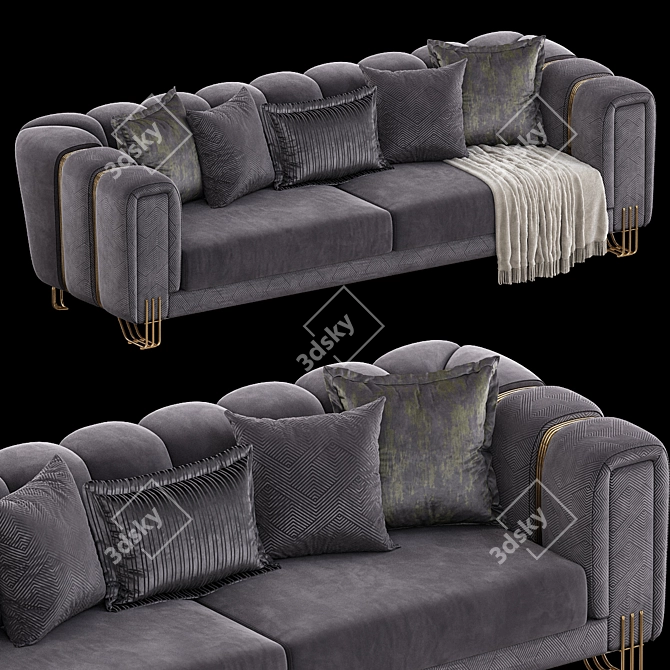 Luxury Velvet Almira Sofa Bed 3D model image 4