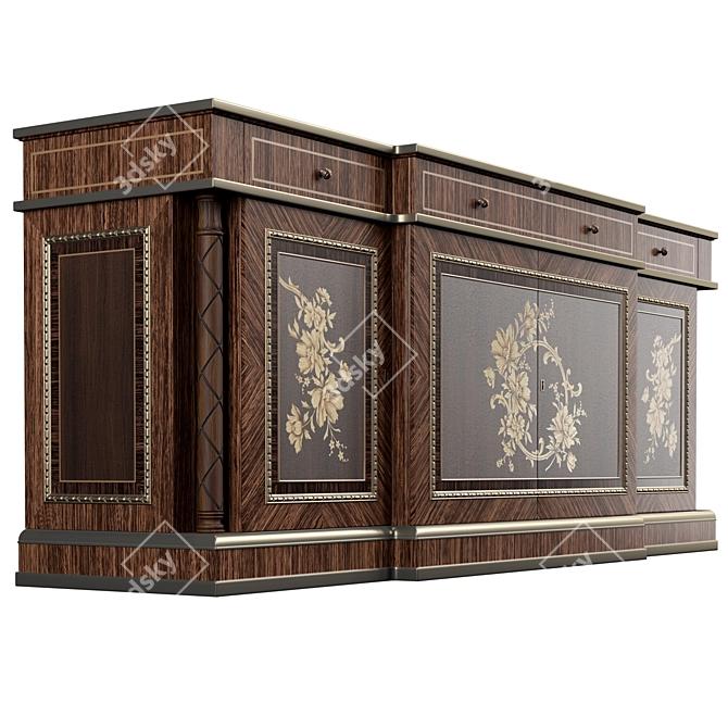 Exquisite Bellotti 1370 Sideboard in Bronzed Wood 3D model image 5