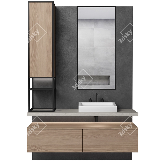 Modular Bathroom Cabinet Set 3D model image 1