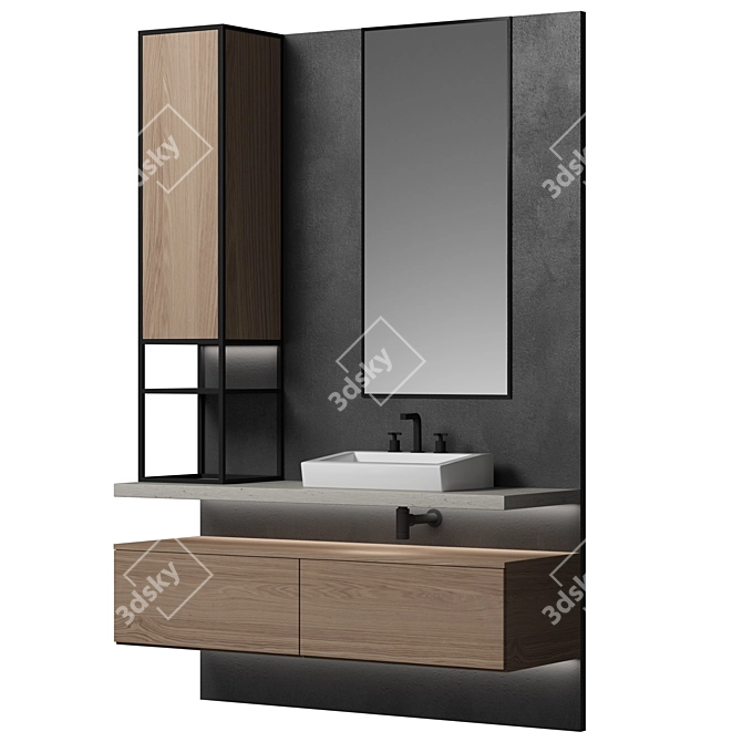 Modular Bathroom Cabinet Set 3D model image 2