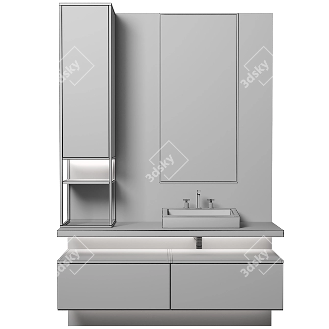 Modular Bathroom Cabinet Set 3D model image 3