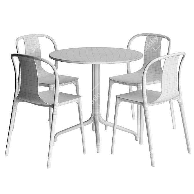 Sleek Belleville Table Set 3D model image 2