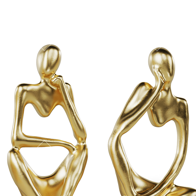 Abstract Golden Statuette Set 3D model image 2