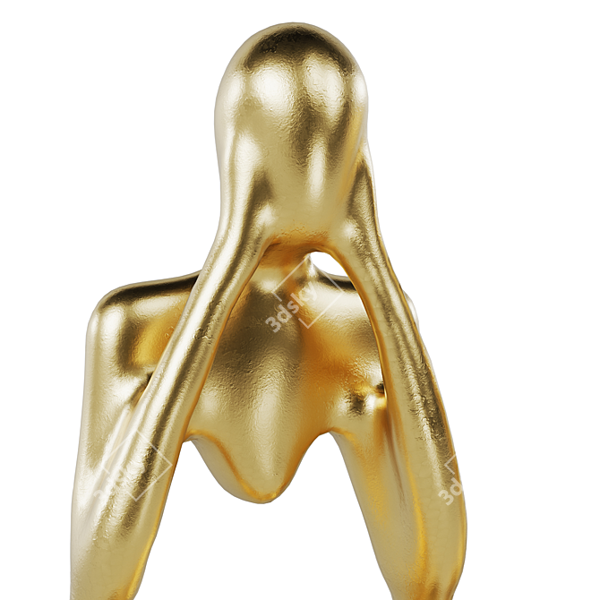 Abstract Golden Statuette Set 3D model image 3