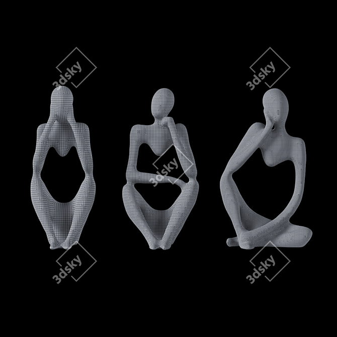 Abstract Golden Statuette Set 3D model image 4