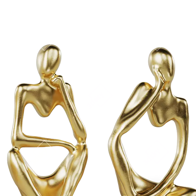 Abstract Golden Statuette Set 3D model image 6