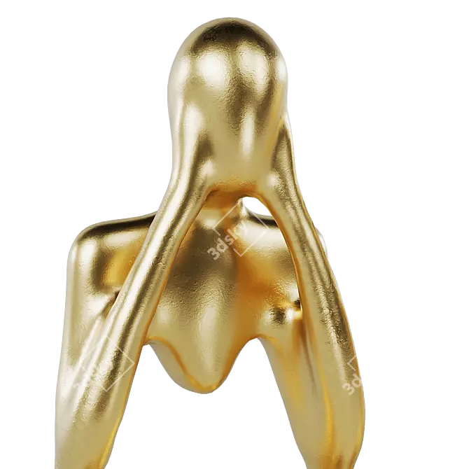 Abstract Golden Statuette Set 3D model image 7