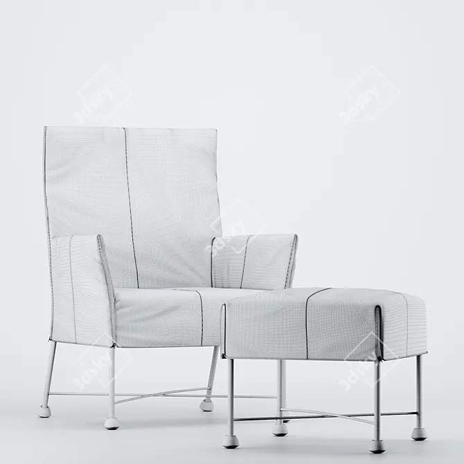 Modern Dutch Design Lounge Chair 3D model image 4