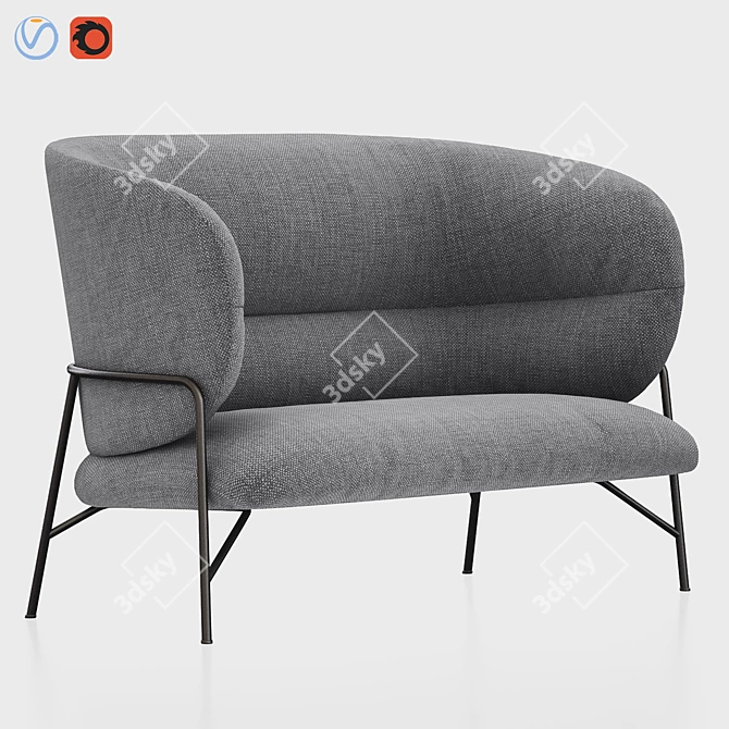 Elegant Samurai High-Back Sofa 3D model image 1