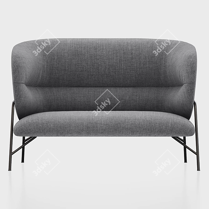 Elegant Samurai High-Back Sofa 3D model image 2