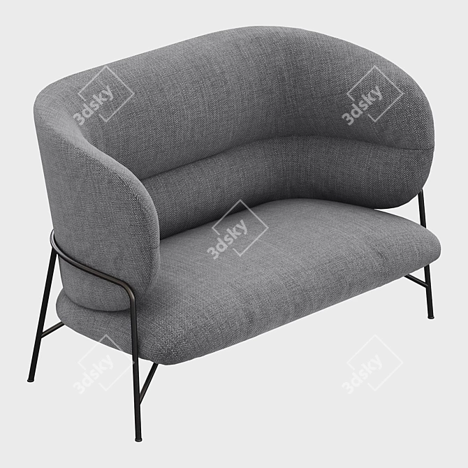 Elegant Samurai High-Back Sofa 3D model image 4