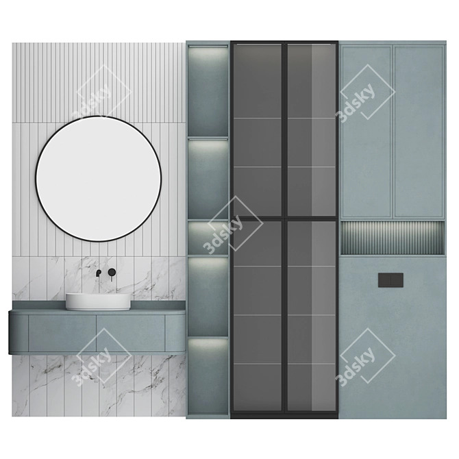 Modern Bathroom Set with Illumination 3D model image 5