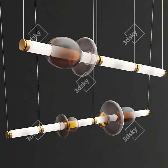 Luminous Glass Stone Chandelier 3D model image 2