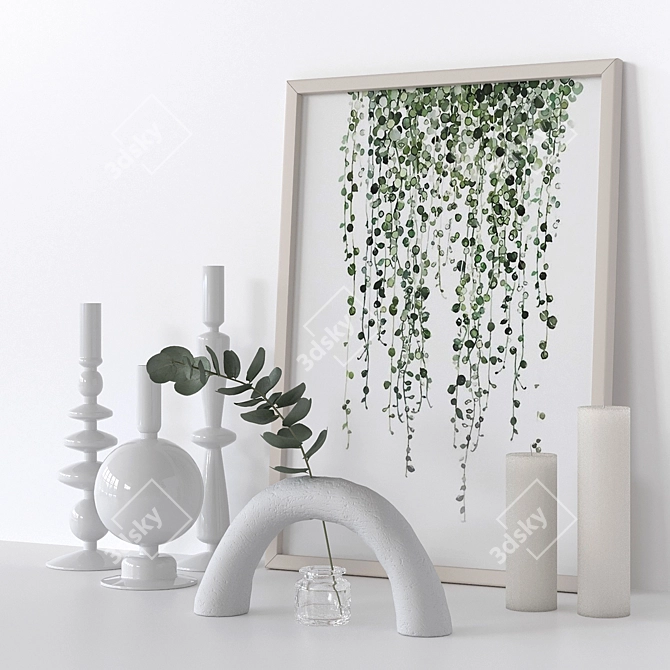 Eucalyptus-Inspired Decor Set 3D model image 1