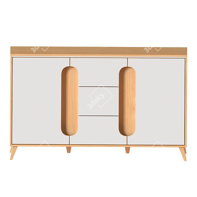 Elegant Nova 2 Drawer Nightstand 3D model image 2