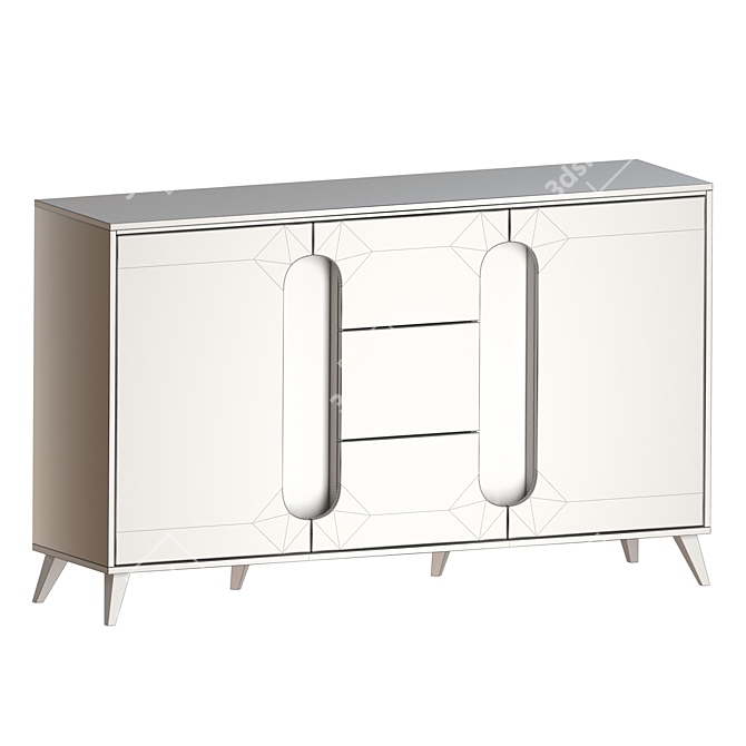 Elegant Nova 2 Drawer Nightstand 3D model image 4