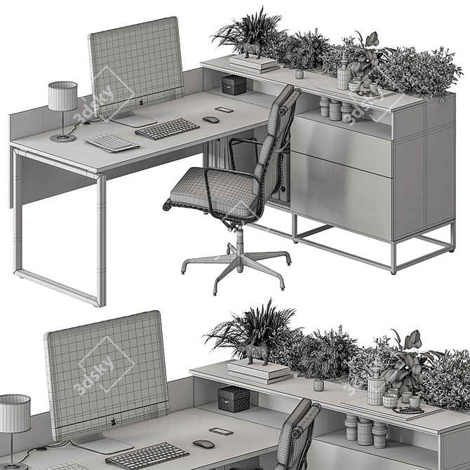 Executive Office Desk - Modern Design 3D model image 5