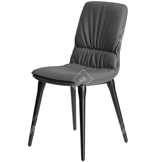 Curved Leather Coco Chair with Metal Frame 3D model image 1